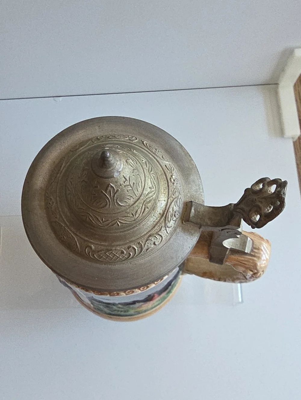 Vintage Original Gerz German Beer Stein w/ Pewter Lid -Cobalt Blue Tavern Scene